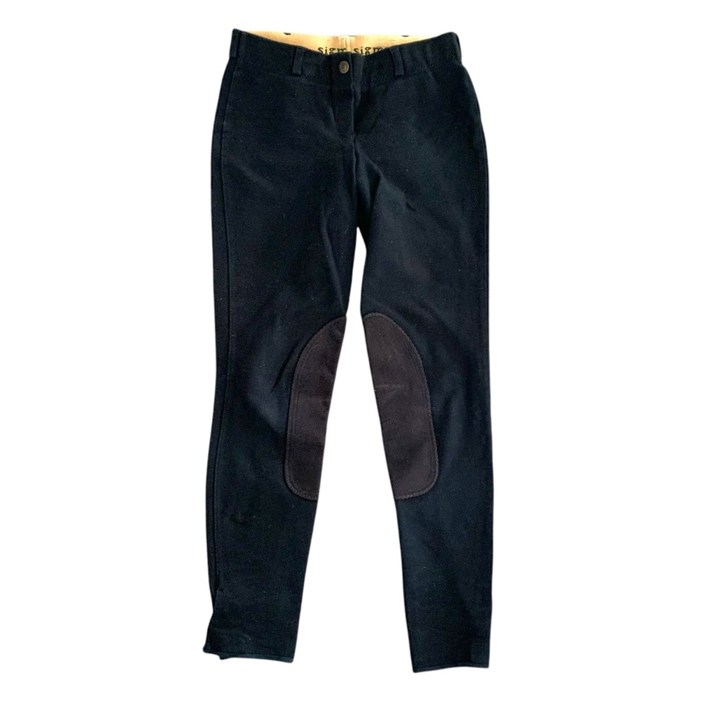 Sigma S black riding pants size 26 skinny equine pull on velcro boho jodhpurs